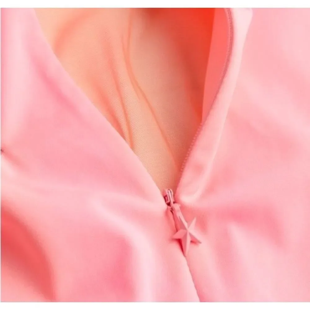 Mugler x H&M Pink Mesh Paneled Mini Dress Bodycon Long Sleeve 2XL - Picture 4 of 14